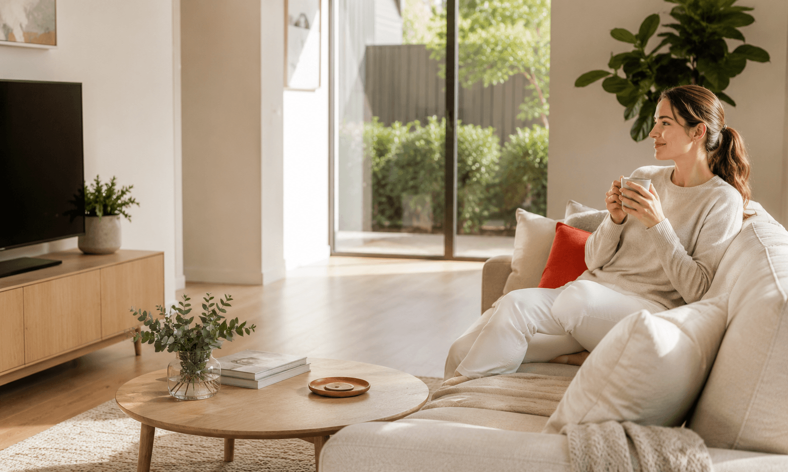 Relaxing in a spotless freshly cleaned living room